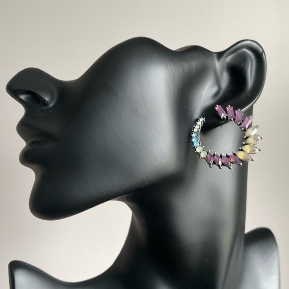 New Crystal Hoop Earrings - Picture 2 of 3